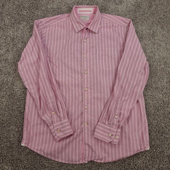 Tommy Bahama Other - Tommy Bahama Island Modern Fit Stripe Shirt Mens Large Pink Cotton